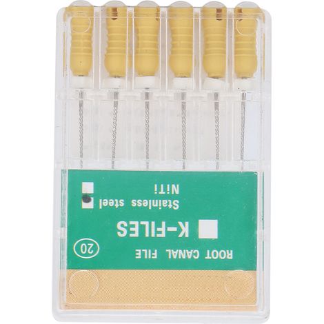 Lime endodontique 20 en acier inoxydable pour canaux radiculaires, outil dentaire professionnel de 21 mm (0.83 po), lot d’accessoires de soins dentaires. (1/5)