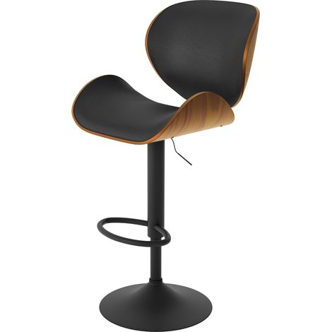 Silla de bar ajustable 63/84 cm en cuero artificial negro - Baudoin