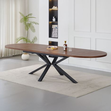Table à manger ovale extensible 180-300 cm décor noyer - VENTER (1/5)