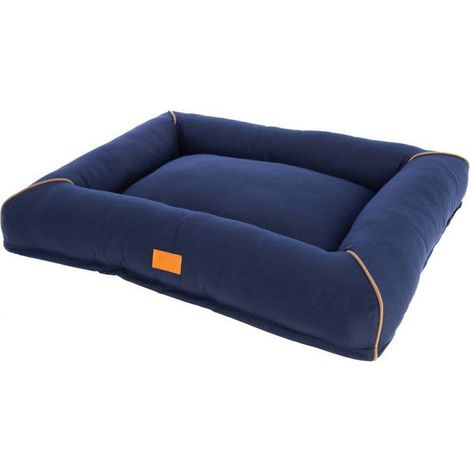 Cuscino per cane stile nido KERBL Snuggle Bed Jerome 75 x 60 x 10 cm blu scuro e cognac