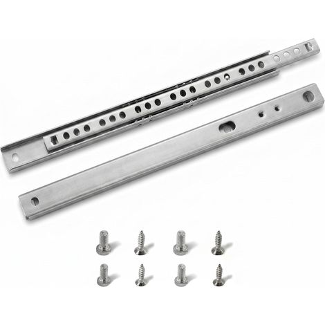 Lot de 2 Glissières pour Tiroirs, Glissières à Billes-rainure 17 mm Longueur 246 mm, Glissières Rails de Tiroir en Métal à Roulement à Billes, Coulisse Tiroir ail tiroir coulissant, montage facile, vi (1/5)
