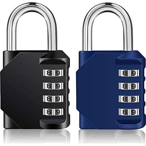 ZOLGINAH Cadenas Code pour Casier, Cadena à Combinaison 4 Chiffres pour Gym, Vestiaire, College, Scolaire Armoire, Escape Game, Numero Serrure Combinée extérieur abri de jardin (noir et bleu) (1/5)