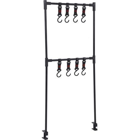 Étagère de rangement extérieure portable avec crochets réglables pour camping (1/5)