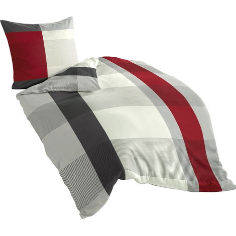 Bierbaum Set Biancheria da letto in raso di cotone Mako, Multicolore (Mehrfarbig), 155 x 220 cm
