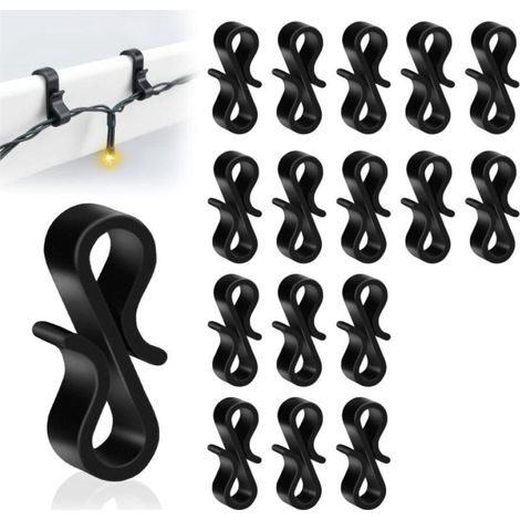 120 PCS Crochets Guirlande Exterieur Noirs, Crochet Gouttiere en Plastique Réutilisables pour Suspension des Guirlandes Lumineuses de Noël, Décorations de Sapin de Noël (1/5)