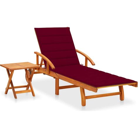 vidaXL Tumbona de jardín con mesa y cojín madera maciza de acacia (1/5)