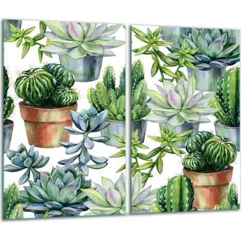 Tabla de cortar de vidrio 2x 30x52 cactus (1/5)