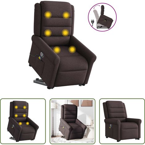 Massagesessel -  Massagesessel mit Aufstehhilfe Dunkelbraun Stoff