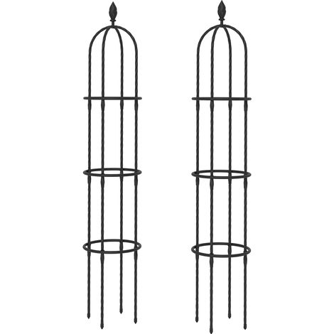 Set 2 Supporti per Piante Rampicanti Alti 170 cm in Acciaio Antiruggine Nero (1/5)