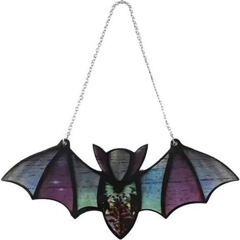Décorations d'Halloween à suspendre en forme de chauve-souris en acrylique, décoration d'intérieur (20cmx2cmx9cm, C-vert) (1/5)