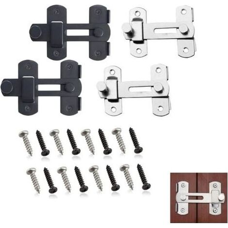 4 Pcs Boulon de Porte Loquet Boucle, Serrure Porte de Grange, Serrure de Porte Loquet à Bascule avec 16 Vis pour Fenêtre, Armoire, Boîte à Outils pour Porte Animaux de Grange et Porte de Jardin (1/5)