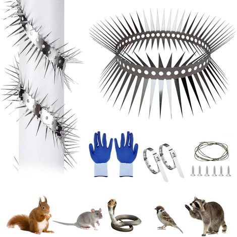 Protection Anti Martres en Acier Inoxydable 200 cm avec Accessoires, Bande Anti Fouine Découpable pour Gouttière, Balcon, Arbre Repousse Chats, Raton Laveurs et Écureuils (1/5)