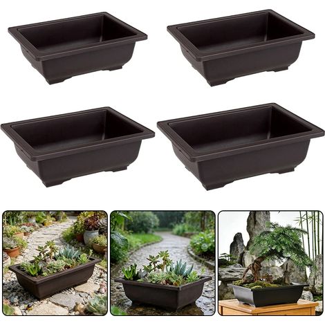 Pot à bonsaï hexagonal en forme de S avec plateau, imitation pot de fleurs en argile violette, pot de fleurs en plastique, pot pour plantes succulentes, jardinière de jardin. (1/4)