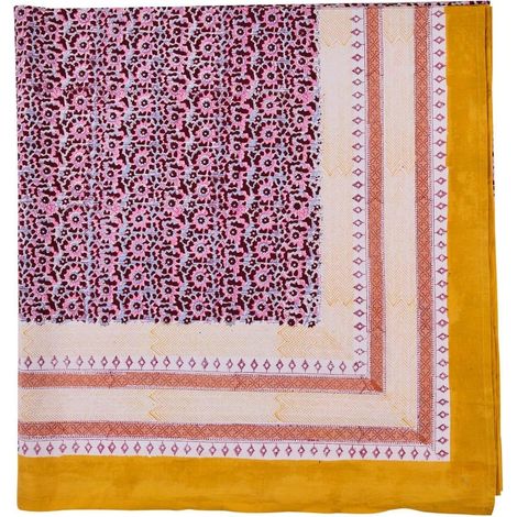 Tissu d'ameublement couvre-tout en coton motif jaune rose Sulmona (1/2)