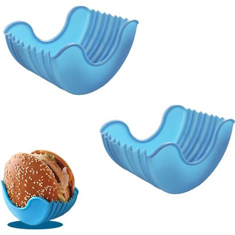 Supporto per hamburger in silicone in 2 pezzi, clip estensibile per hamburger, ausilio per mangiare hamburger e panini, senza contatto, anti-ribaltamento, pratico ausilio per mangiare (1/5)