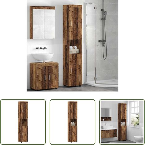 vidaXL Altholz Schrank - Badezimmerschrank-Set TULUM Altholz 37 x 31,5 x 203 cm (1/5)