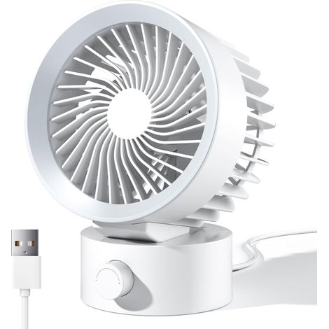 Ventilatore da tavolo USB - Regolazione continua - Flusso d'aria potente - Massima silenziosità - Alimentazione USB - Bianco (1/5)