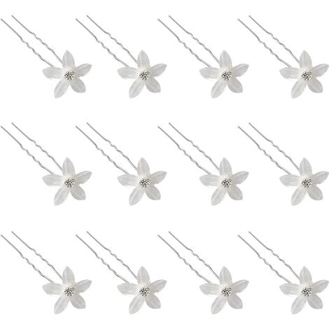 Lot de 20 épingles à cheveux, forme U, strass, alliage, résine, mariage, fête (1/5)