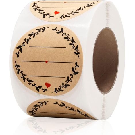 500 feuilles - Étiquettes autocollantes - Autocollants pour bocaux et couvercles - Motif couronne - 3 lignes inscriptibles - Autocollants en papier kraft - Étiquettes standard - Étiquettes pour canett (1/5)