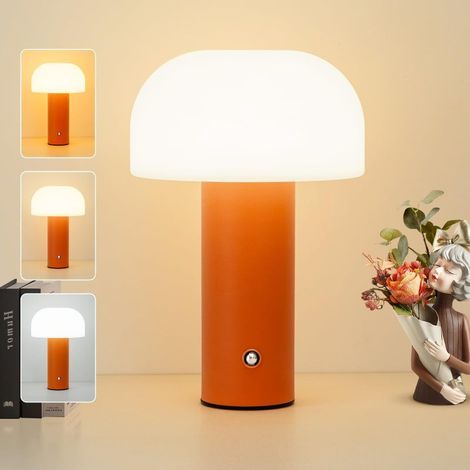 Lampe Champignon Orange – Rechargeable 1200mAh – 3 Températures, Tactile – Maison, Restaurant, Intérieur/Extérieur (1/5)
