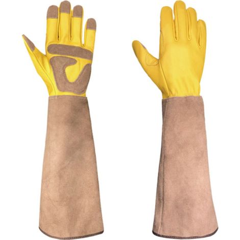 Guantes de jardinería unisex amarillos - guantes resistentes a las espinas para rosas (L)
