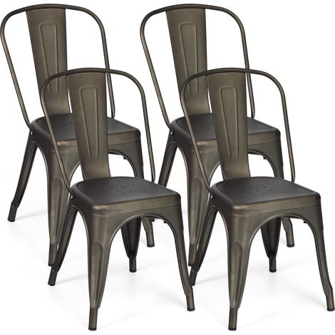 45cm High Back Bar Stools Set of 4 Metal Counter Height Barstool (1/5)