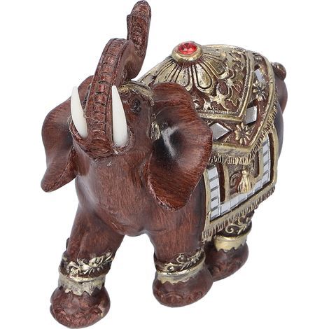 Statuette éléphant en résine rouge, décoration artisanale pour bureau salon, 11x6x11cm (1/5)