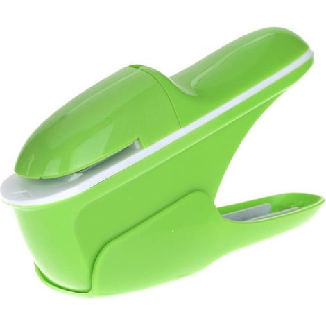 Agrafeuse sans agrafes pour documents de bureau, mini-agrafeuse de bureau écologique et sûre en ABS, petite agrafeuse portative, verte (1/4)
