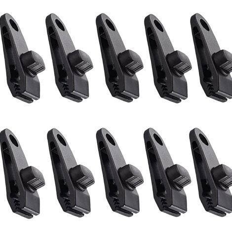 Aiperq Tarp Clips, 10 Pieces, Tent Clips, Awning Clips, Canopy Clamps for Camping, Tarp Clips for Outdoor Activities, Black (1/4)