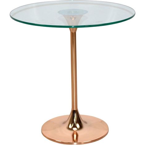 Table d’Appoint Moderne – Plateau Verre Trempé & Structure Métallique doré DEC050089 (1/2)