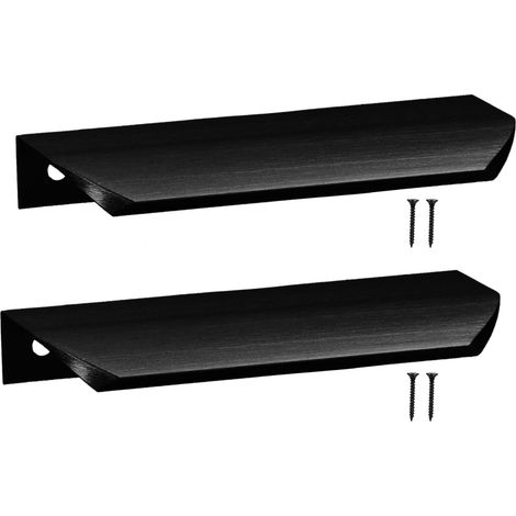 Maniglia per mobili Modern Edge in alluminio nero opaco, 116 mm, 2 pezzi (1/5)