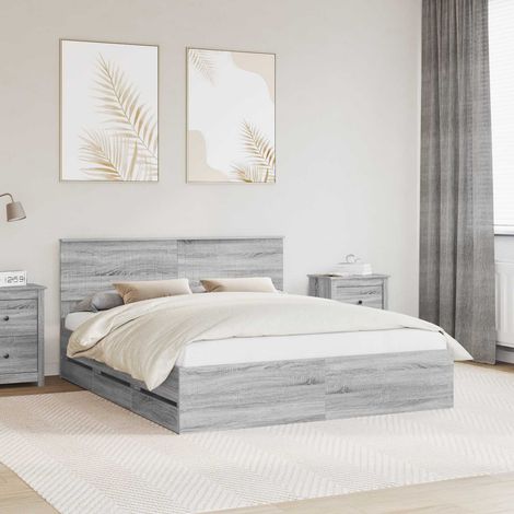 vidaXL Bettrahmen Graues Sonoma 160 x 200 cm Ingenieurs Holz (1/5)