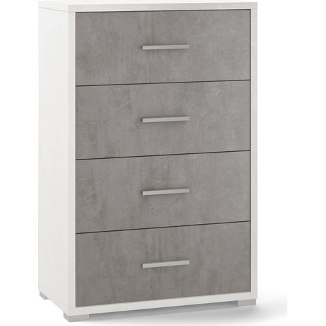 Cassettiera con 4 Cassetti 71x110x41 cm Ossido Bianco/Cemento (1/2)