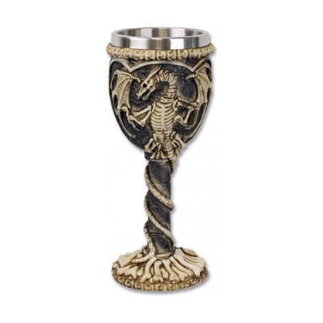 Tole10 Kaiserlicher Dekorationsbecher, Modell Drache, Harzmaterial, Höhe 20 cm, innen Aluminium