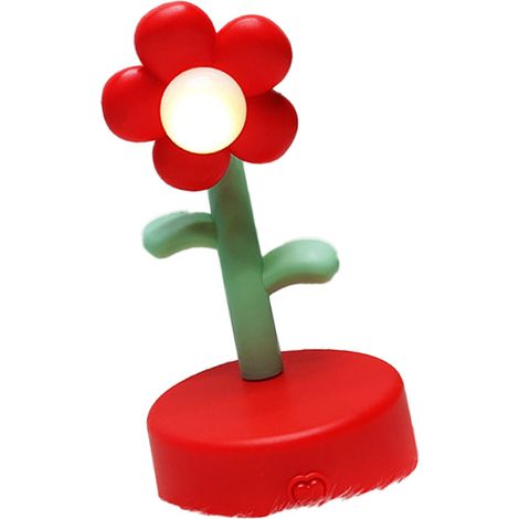 Lampe de table décorative rouge, veilleuse florale mignonne, lampe de bureau portable et décorative pour bureau ou chambre.