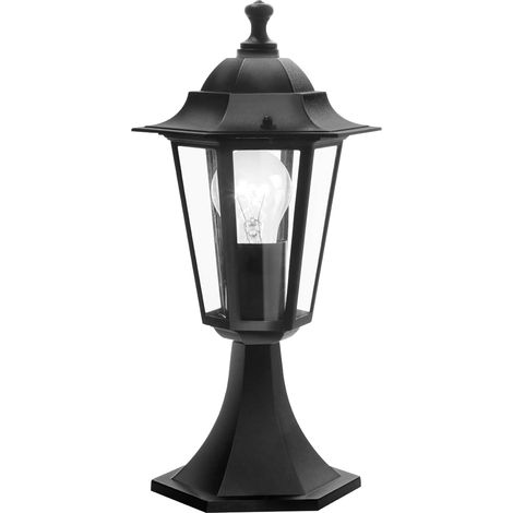 1 - Borne Éclairage Extérieur - Lampe Jardin - Fonte D'aluminium Et Verre - Résistant IP44 Pour Allée Et Terrasse - Noir - 38,5x19,5cm (1/5)