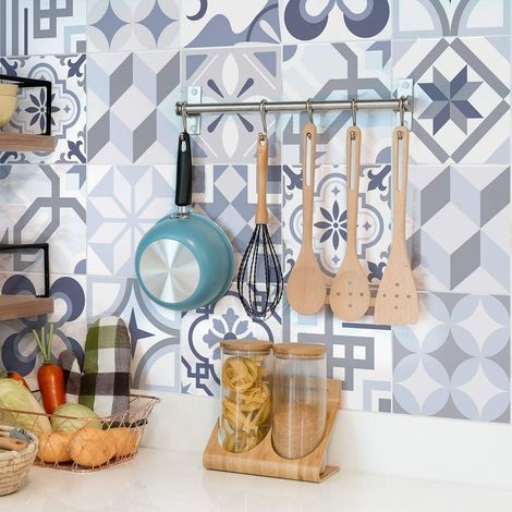Adhésifs Carrelages Autocollant Carreaux de Ciment Carrelage Sticker Mural Salle de Bain et Cuisine  24 Pièces de 15 x 15 cm (1/5)