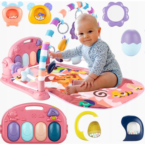 Tapis d'éveil interactif avec piano, hochets et anneaux de dentition pour bébés (1/5)