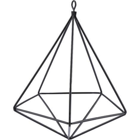 Eosnow - Macetero colgante geométrico independiente, para flores, decoración de helecho musgoso (negro) (1/4)