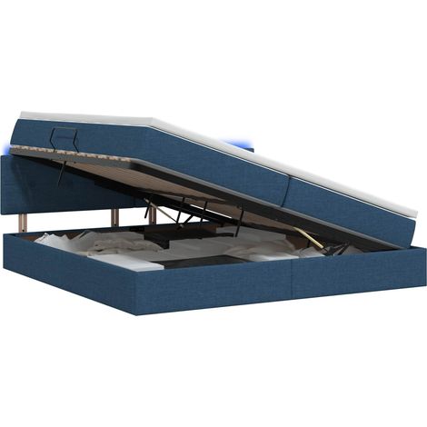 Maison Exclusive - Letto con contenitore LED e materasso Blu 200 x 200 cm Tessuto (1/5)