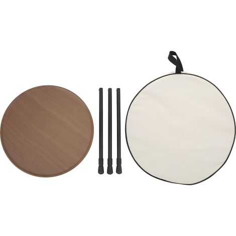 Table pliante ronde camping table aluminium alliage pliable portable pique-nique équipement VR auto fourgon grain bois (1/5)
