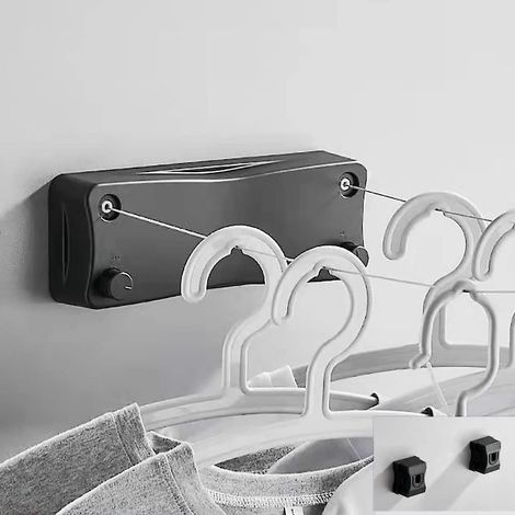 tendoir Linge Rtractable Pour Intrieur(noir) ,corde Linge Rtractable 5.2m ,acier Inoxydable Fil A Linge Exterieure,pour Chambre Coucher, Salle (1/5)