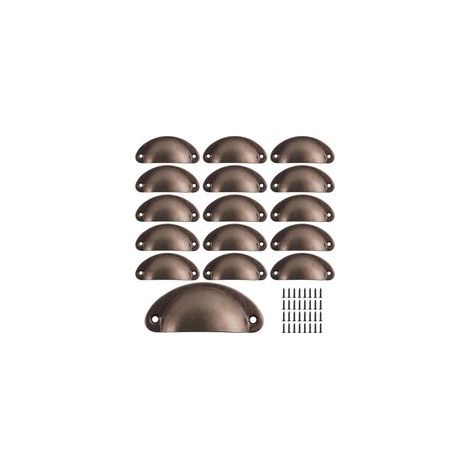 16 poignées en forme de coquillage, poignées de tiroir vintage, poignées et boutons de porte de placard de cuisine semi-circulaires rétro, poignées de porte de commode (rouge vintage)