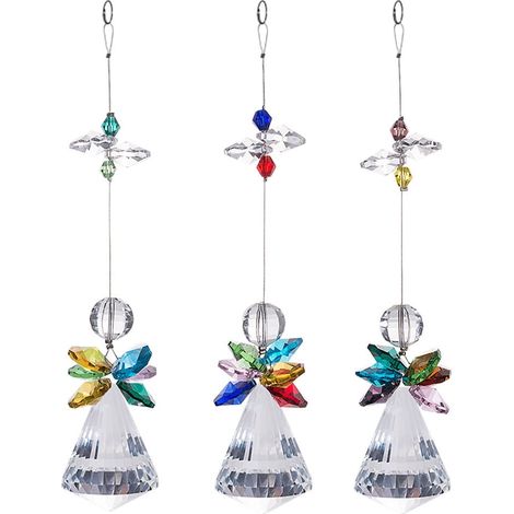 Pendentif Ange Cristal - Décoration Fenêtre Maison Dortoir - 3 Pièces - Dimensions 3,3 x 3,3 x 22 cm (1/5)