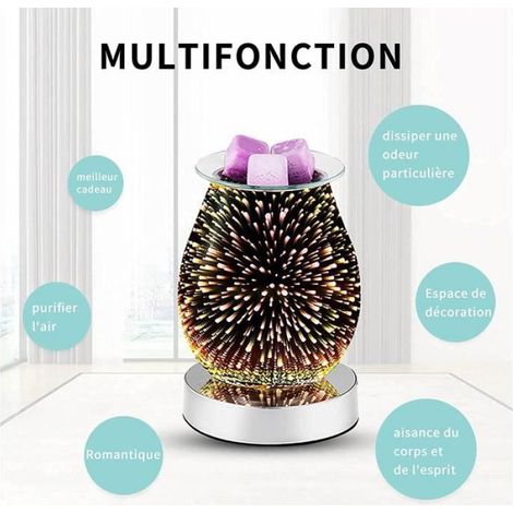 Lampe Aromathérapie - Brûleur Électrique 3D À Effet Flamme - Sensible Au Toucher - Pour Huiles Essentielles Et Cire - 1 Pièce (1/4)