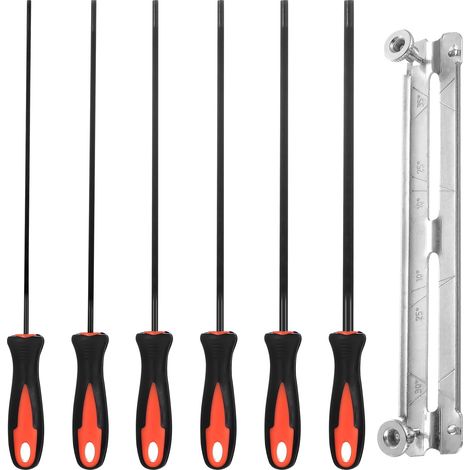Lot de 6 limes pour tronçonneuse - 3,2 mm 4,0 mm 4,5 mm 4,8 mm 5,2 mm 5,5 mm - Lime ronde pour tronçonneuse - Lime ronde pour chaîne de tronçonneuse - Limes à chaîne de scie en métal - Avec 1 mandrin (1/5)