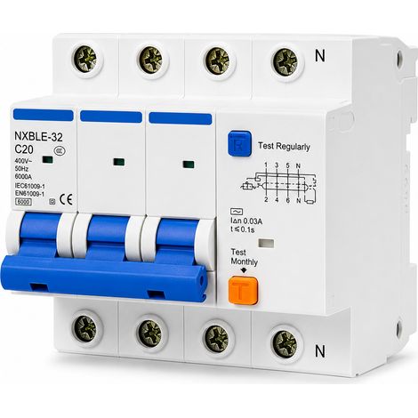 Disjoncteur différentiel 3P+N C20 6kA EN61009