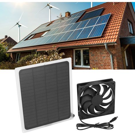 Ventilateur d'extraction solaire 5 W 5 V, ventilateur de refroidissement solaire, ventilateur solaire de camping, ventilateur pour camping-car ou serre, ventilateur pour animaux de compagnie, ventilat (1/5)