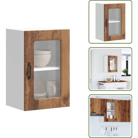 vidaXL Küchen-Hängeschrank mit Glastür Altholz-Optik Holzwerkstoff (1/5)