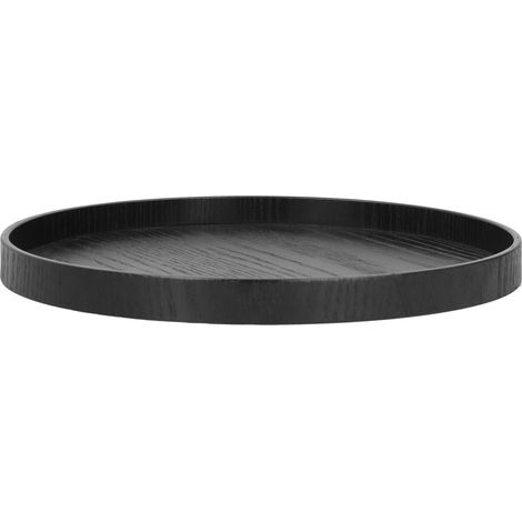 Plateau de Service Rond en Bois pour Fruits et Aliments Noir 27cm - Cuisine Maison Hôtel (1/5)